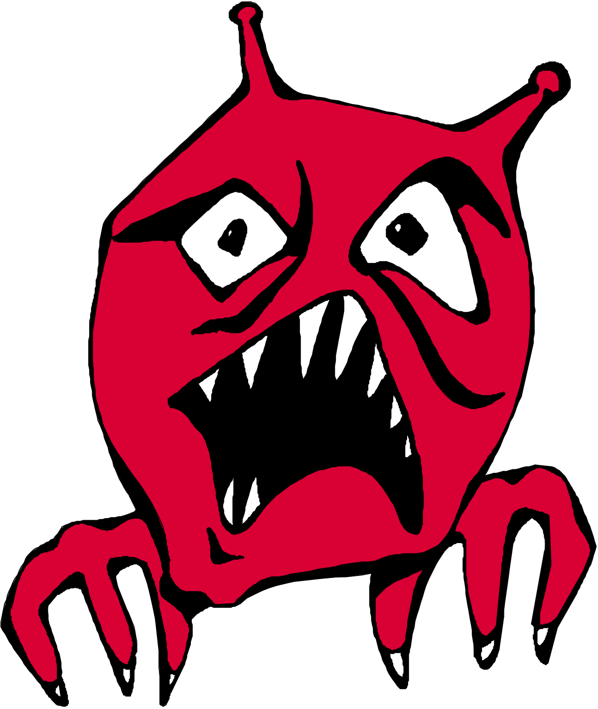 Red and Black Cartoon Character with a Big Mouth - Fun and Dynamic Clipart