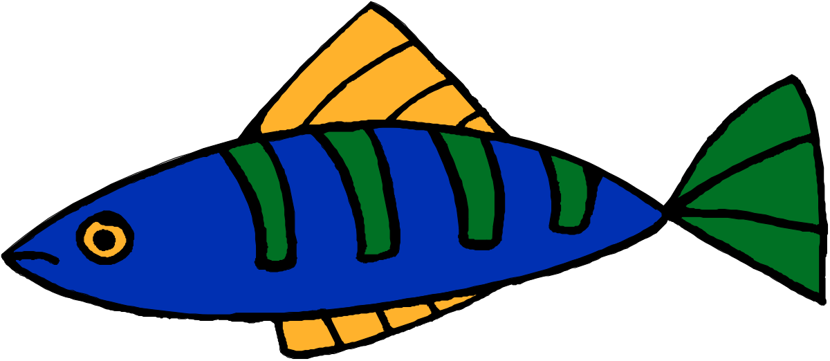 Blue Fish with Green Stripe Clipart: Vibrant Underwater Graphics