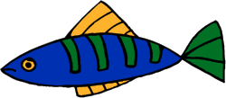 Blue Fish with Green Stripe Clipart: Vibrant Underwater Graphics