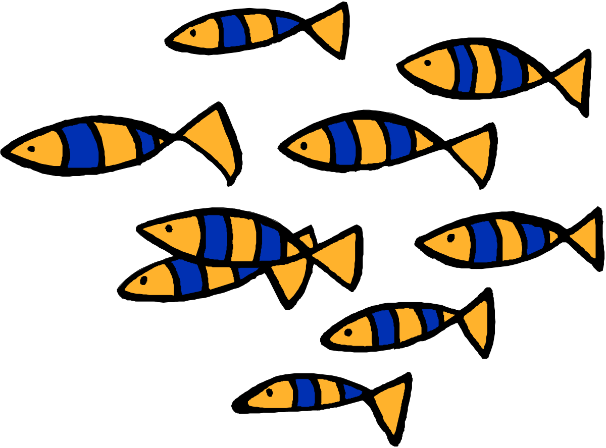 Underwater Adventure: Group of Fish Swimming in the Ocean Clipart