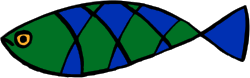 Blue and Green Striped Fish Clipart for Vibrant Designs
