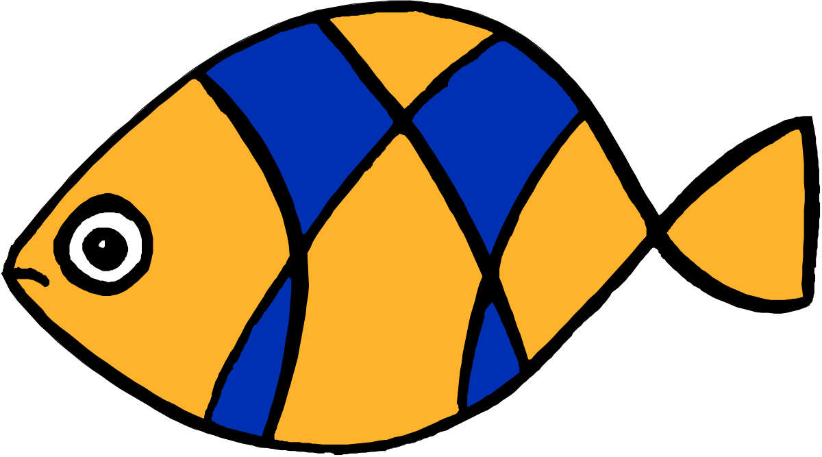 Blue and Yellow Striped Fish Clipart for Vibrant Designs
