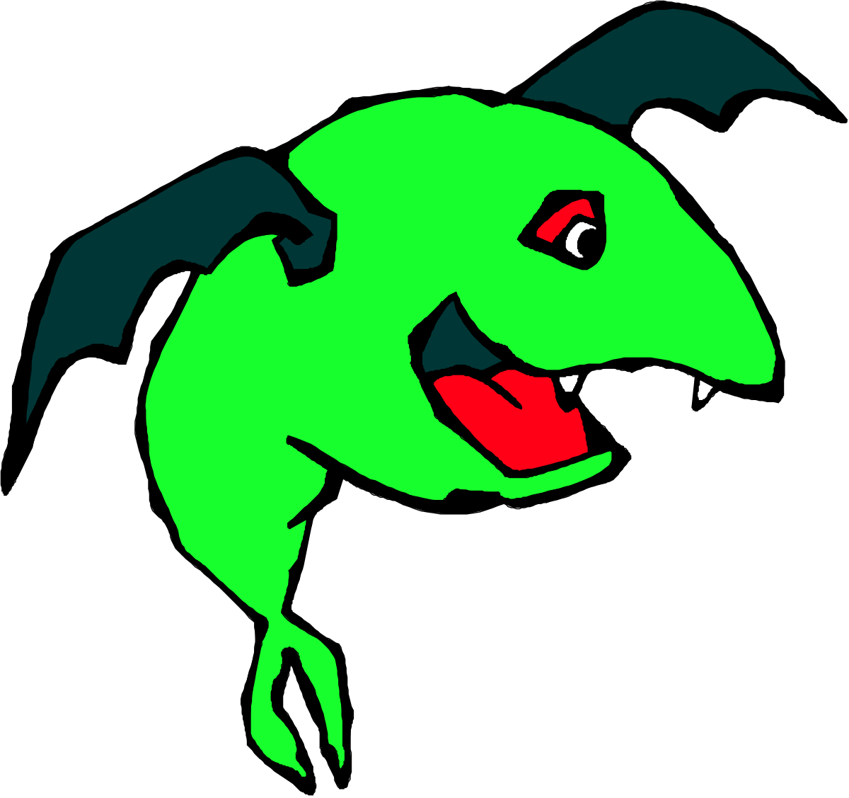 Green Pokmon Character with Red Nose Clipart