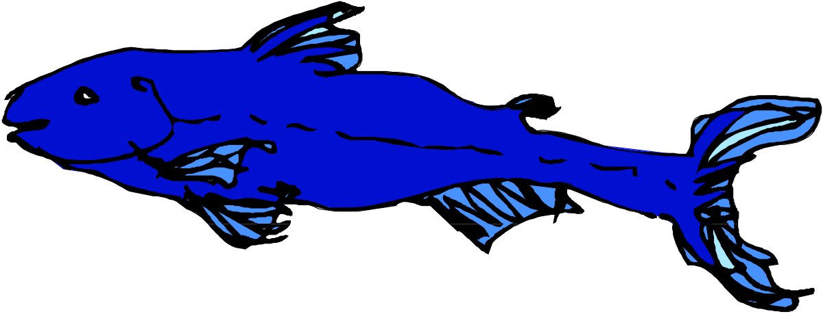 a blue fish with black outlines clip art png transparent Blue Fish Clipart with Bold Black Outlines for Creative Projects
