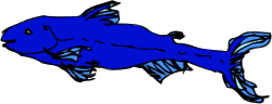 Blue Fish Clipart with Bold Black Outlines for Creative Projects