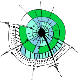 Green and Black Circular Design with White Background Clipart