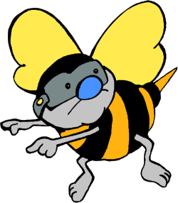 Cartoon Bee Clipart: Adorable Yellow Bee with Blue Eyes