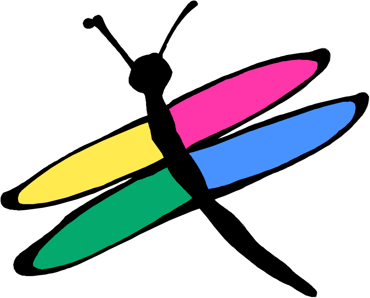 a colorful dragonfly with a black outline clip art png transparent Colorful Dragonfly Clipart with Black Outline - Vibrant Insect Illustration