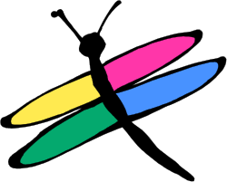 Colorful Dragonfly Clipart with Black Outline - Vibrant Insect Illustration