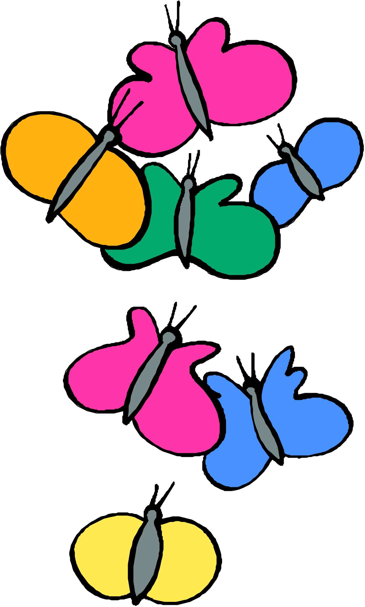 a group of butterflies with different colors clip art png transparent Colorful Butterflies Clipart – Vibrant Fluttering Creations