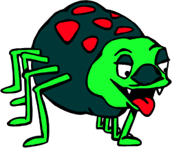 Cartoon Green Spider with Red Hearts: Unique Clipart for Fun Designs