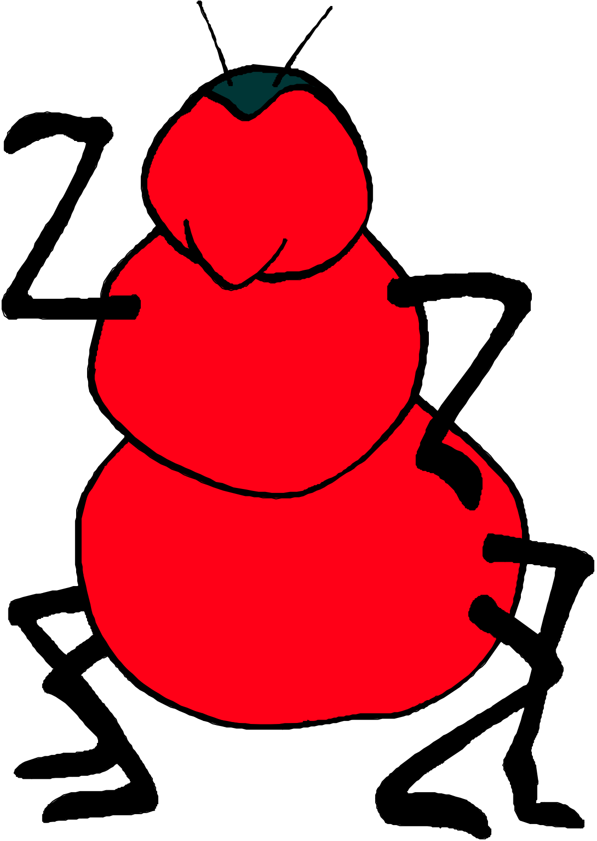 Red and Black Cartoon Character with Big Belly Clipart