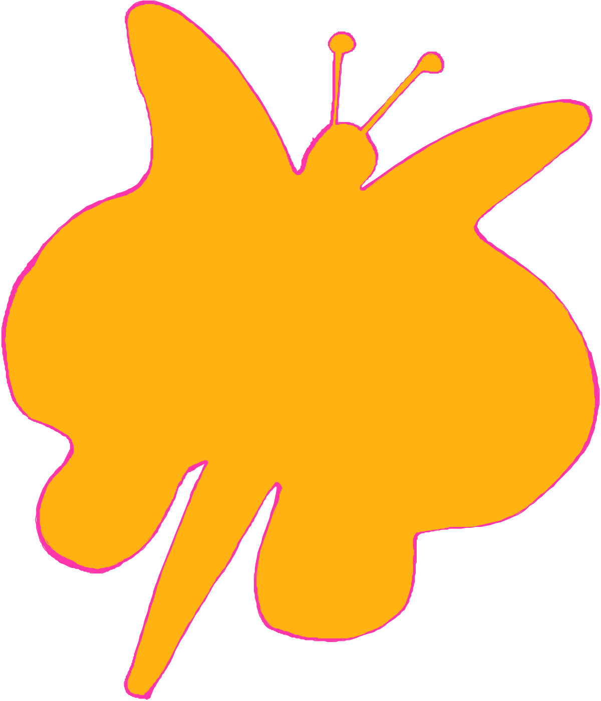 Yellow Butterfly with Pink Outline - Stunning Clipart for Your Projects