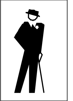 Black and White Silhouette of a Man with Cane - Elegant Clipart Collection