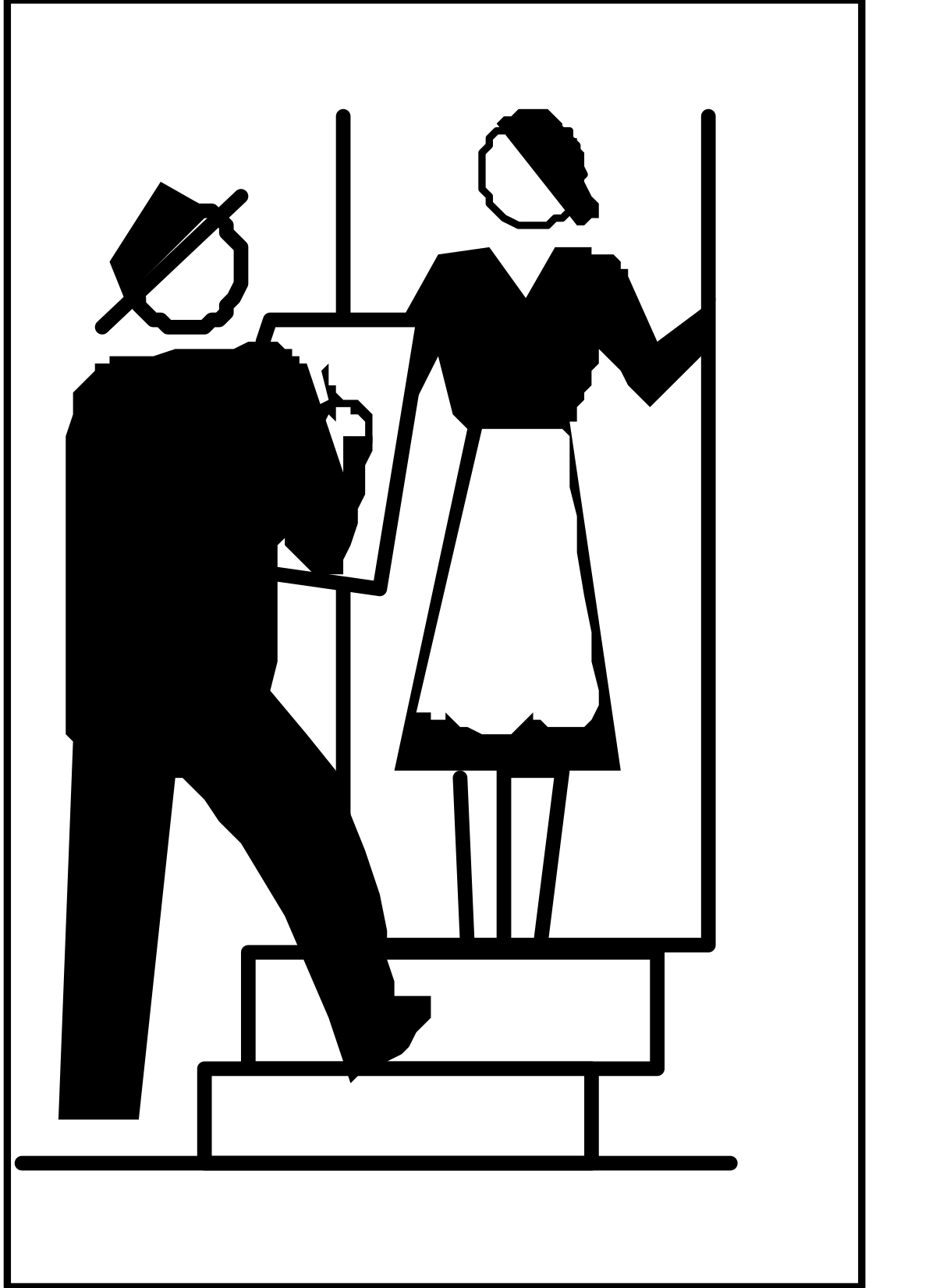 a man and woman standing on a staircase clip art png transparent Staircase Scene with Man and Woman Clipart