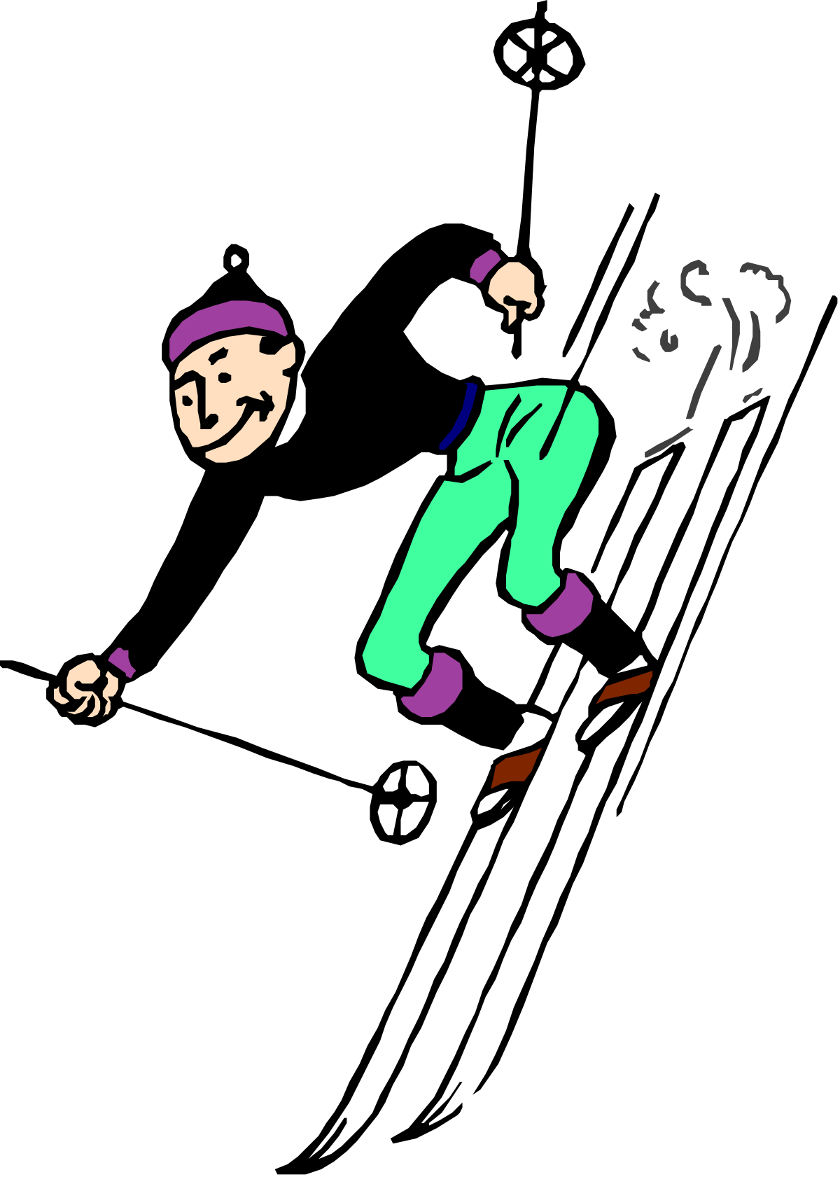 Skiing Down a Hill Clipart: Snowy Adventure Scene