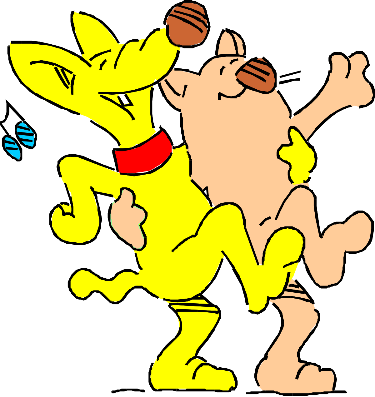 Cartoon Dog with Red Collar and Yellow Shirt Clipart