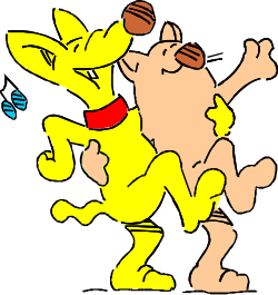 Cartoon Dog with Red Collar and Yellow Shirt Clipart
