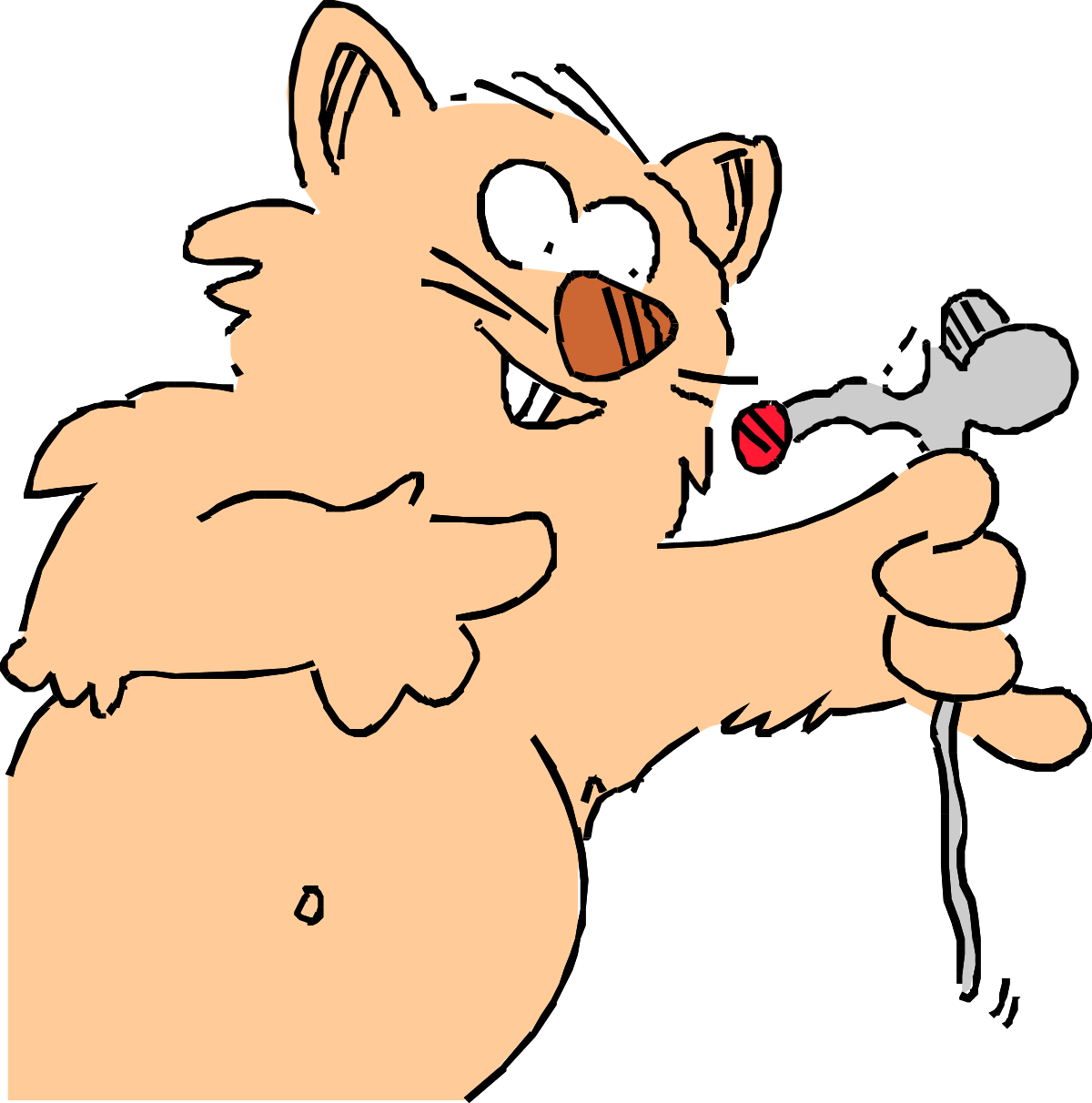 Cartoon Cat with Spoon in Mouth - Playful Clipart