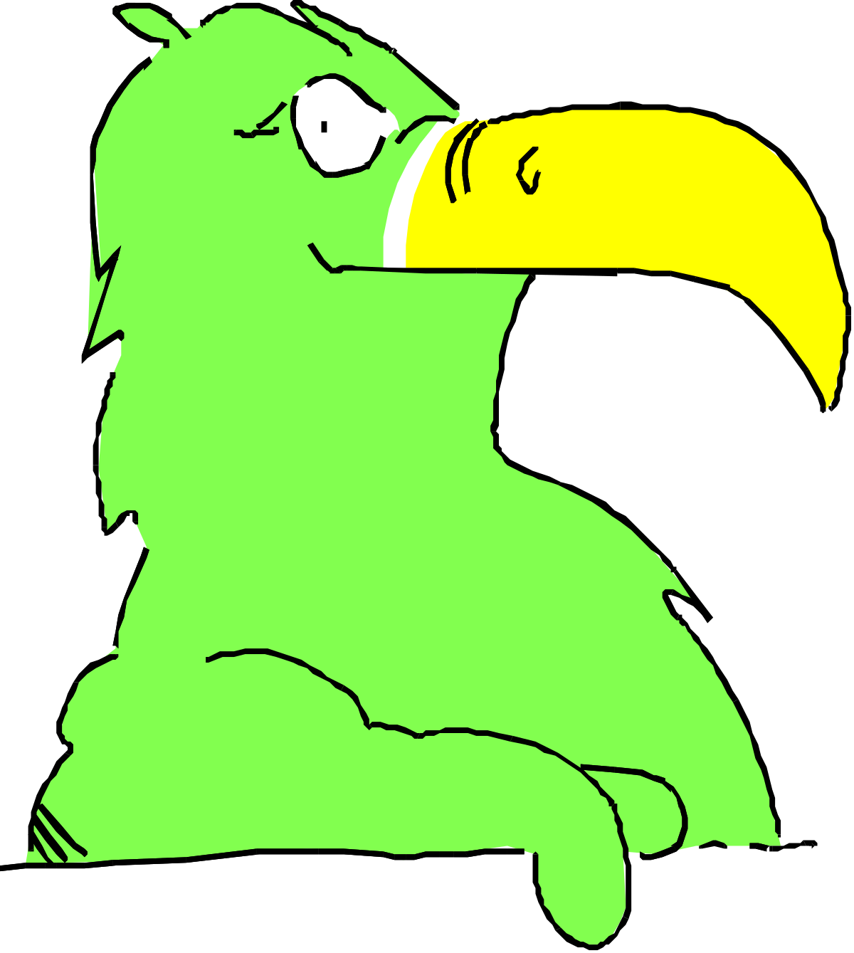 Green Bird with Yellow Beak Clipart for Creative Projects