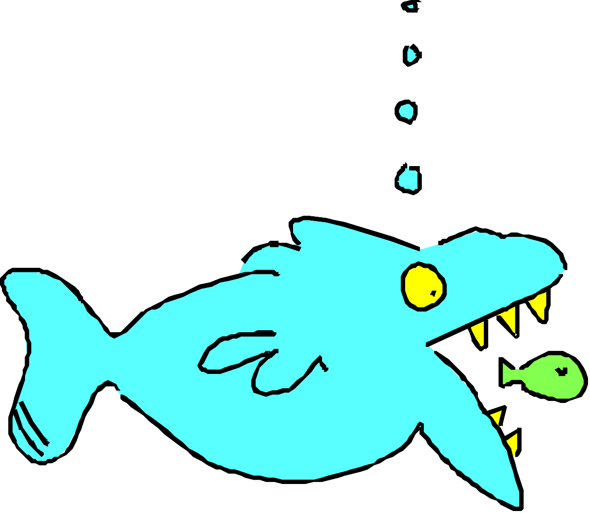 Fish with Yellow Eye and Green Nose - Unique Clipart for Creative Projects