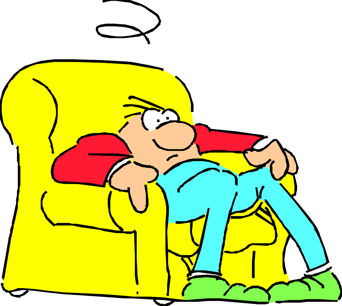 a man sitting on a couch with his feet up clip art png transparent Couch Comfort: Man Relaxing with Feet Up Clipart