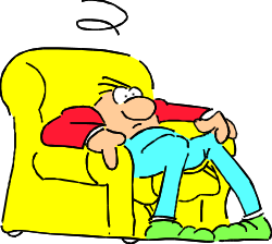 Couch Comfort: Man Relaxing with Feet Up Clipart