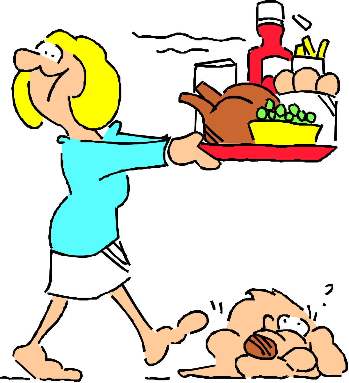 Food Tray Clipart: A Woman Holding Delicious Dishes