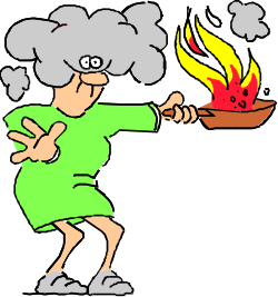 Cooking Fire Clipart with a Woman in a Green Dress