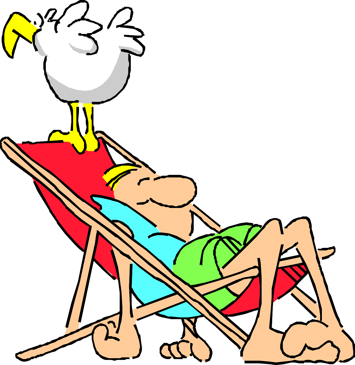 a man in a beach chair with a hat on clip art png transparent Man in Beach Chair with Hat - Relaxing Summer Clipart
