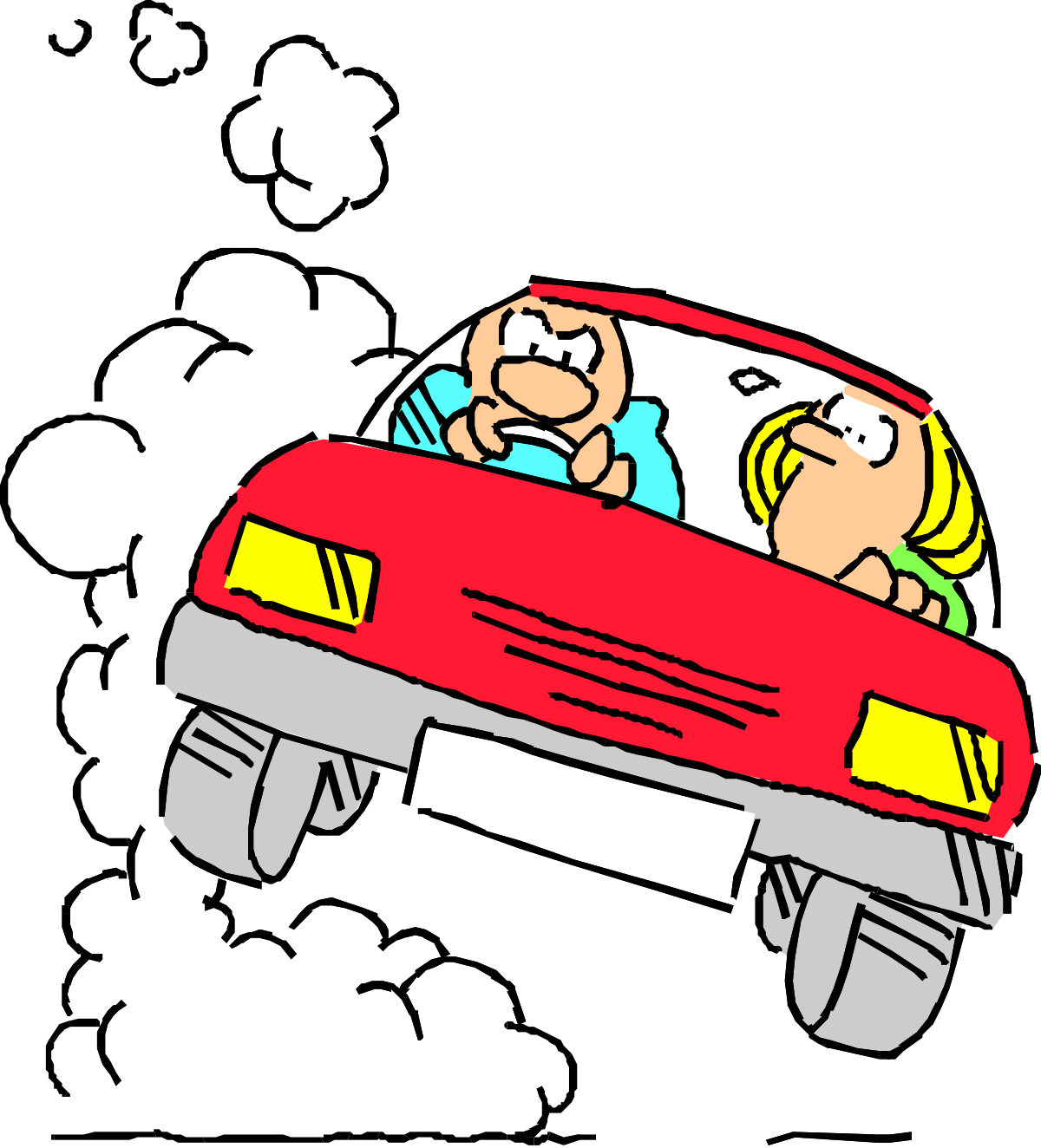 Cartoon Car with Driver Clipart - Fun and Colorful Illustrations