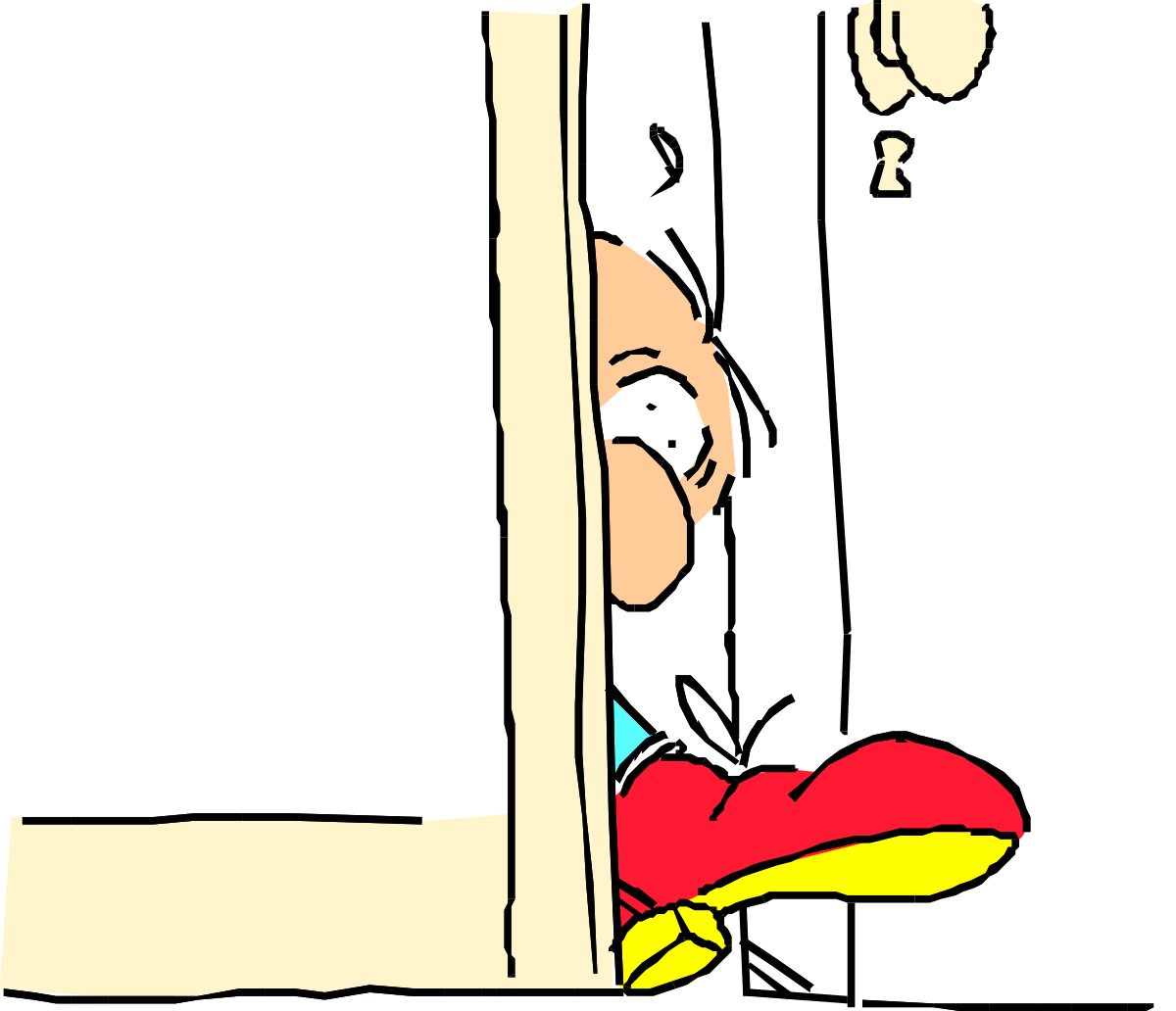 Cartoon Character Looking Out from Window - Playful Clipart