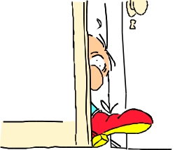 Cartoon Character Looking Out from Window - Playful Clipart