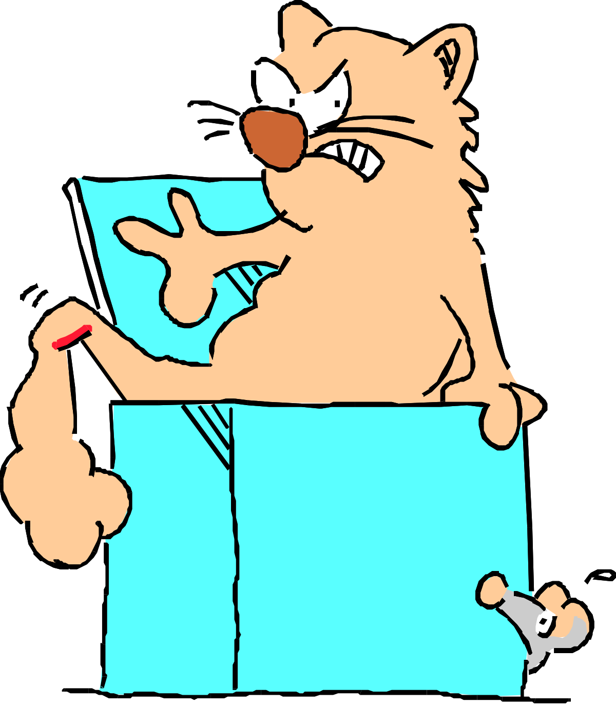 Cat on Blue Pillow with Pencil Clipart - Adorable Illustrations for Your Projects
