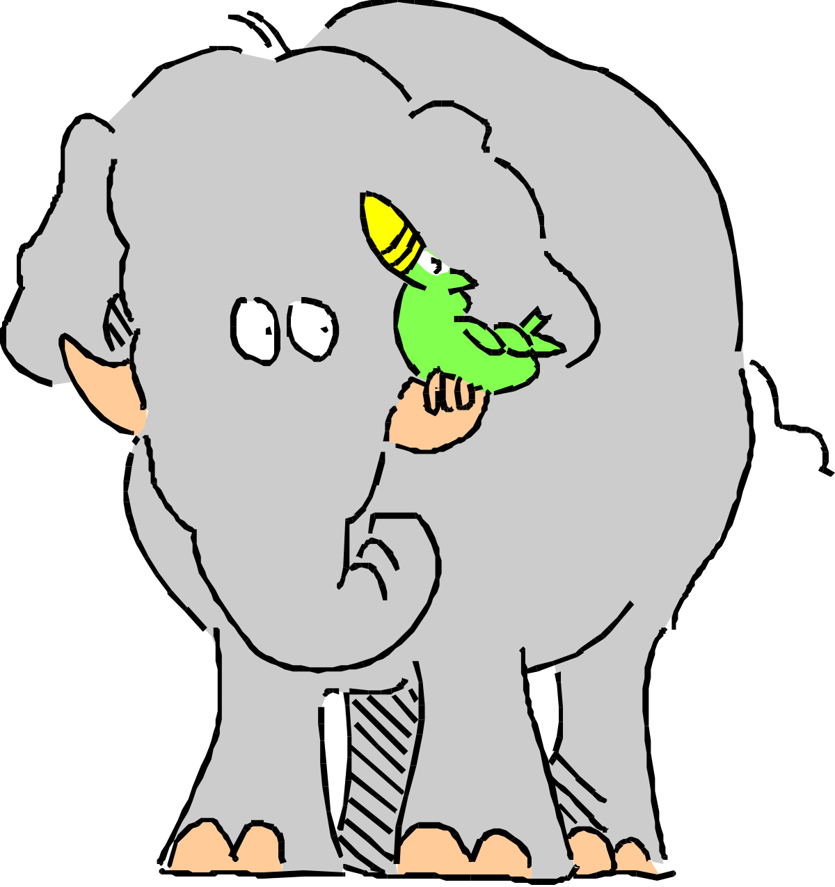Elephant with Bird on Back - Charming Clipart for All Occasions
