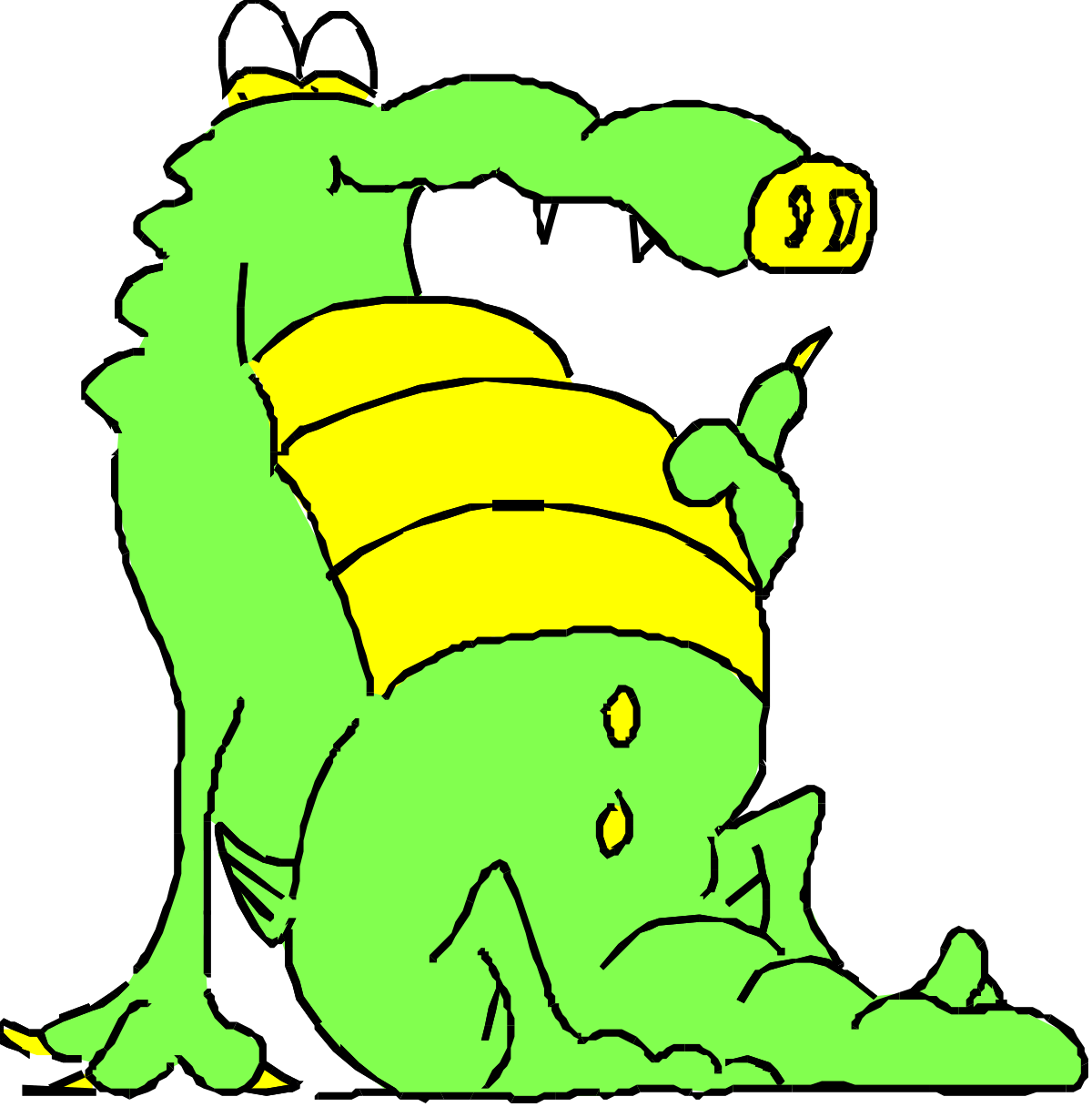 a green and yellow dragon with a yellow tail clip art png transparent Green and Yellow Dragon Clipart with Yellow Tail