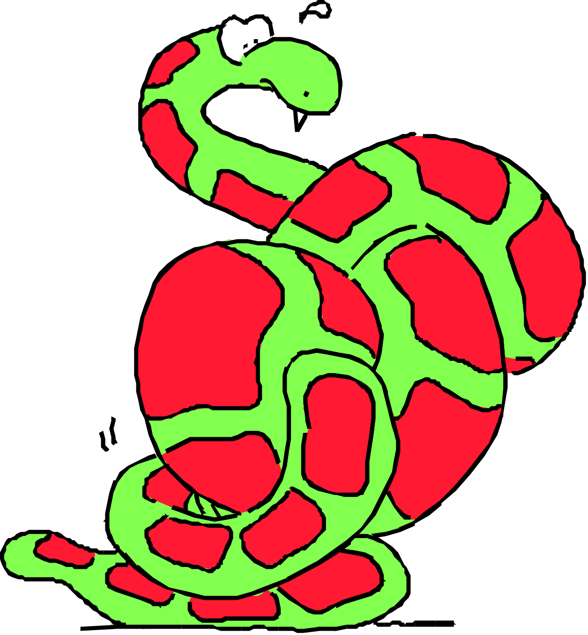 Red and Green Snake Clipart on Black Background