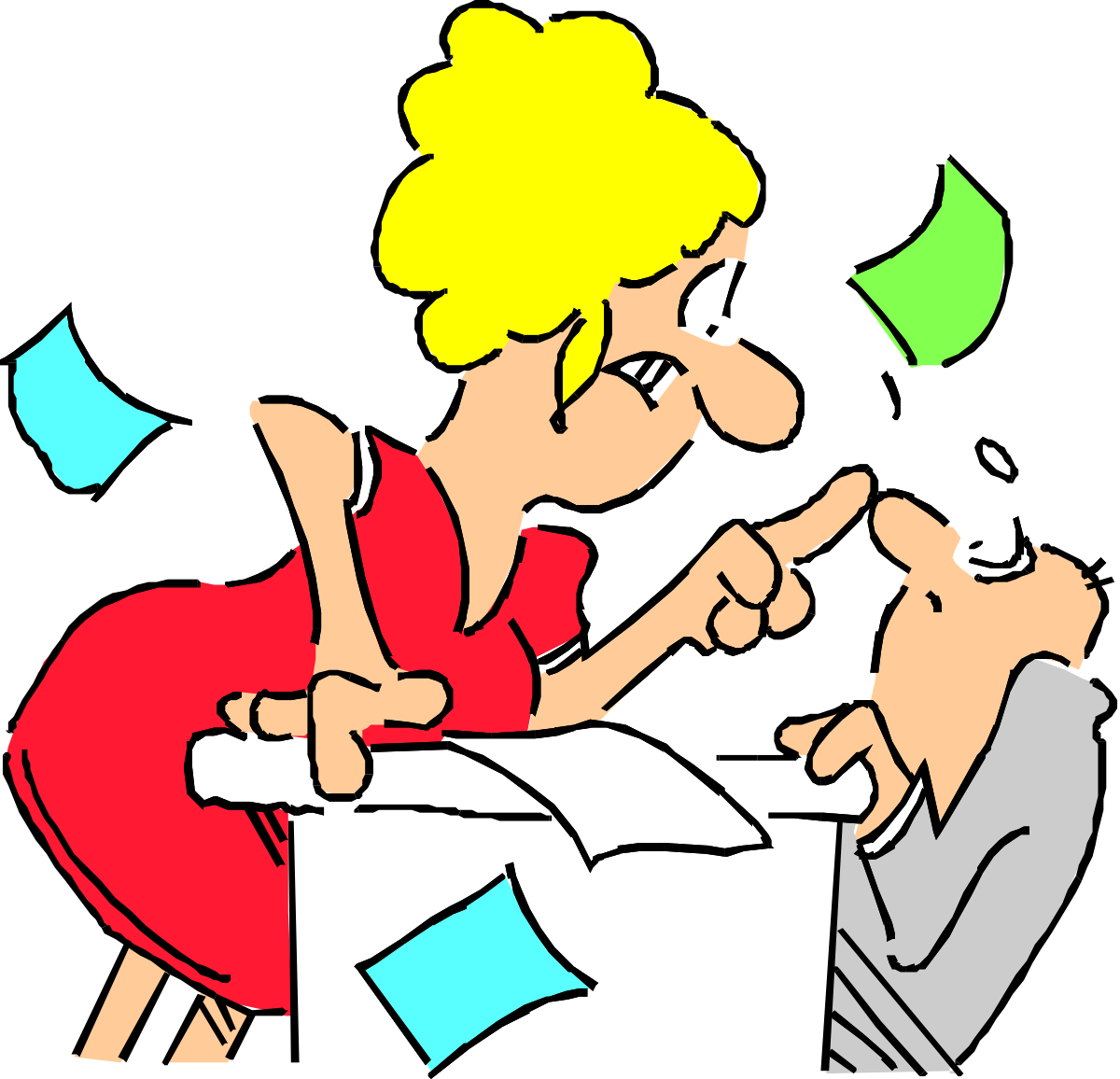 Red Dress Women Fighting Clipart - Dynamic Action Scene