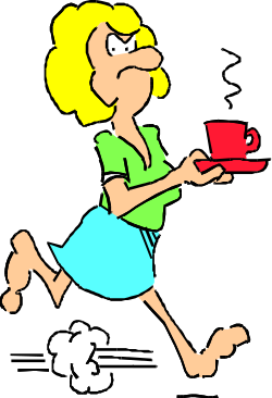 Woman Running with Cup Clipart - Dynamic Action Illustration
