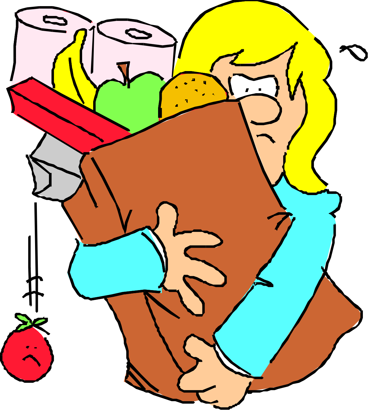 Woman Holding Food Bag - Clipart for Freshness and Flavor