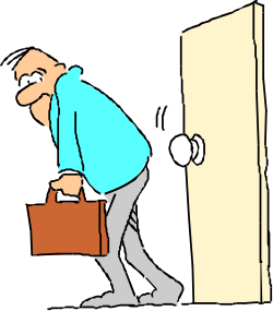Businessman with Briefcase Exiting a Door - Professional Clipart