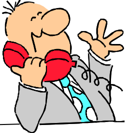 Businessman in Suit and Tie with Hands Up Clipart