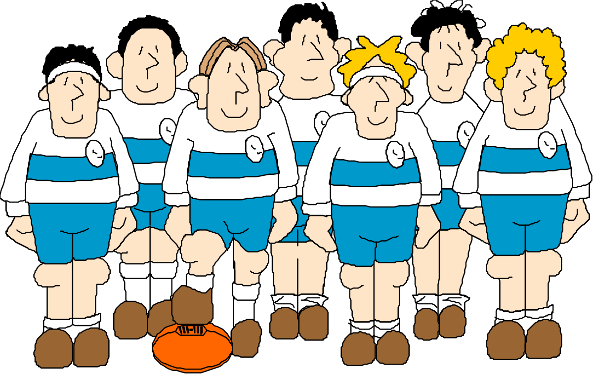 Group of Men in Blue and White Uniforms - Dynamic Clipart Collection