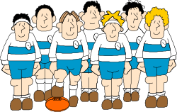 Group of Men in Blue and White Uniforms - Dynamic Clipart Collection