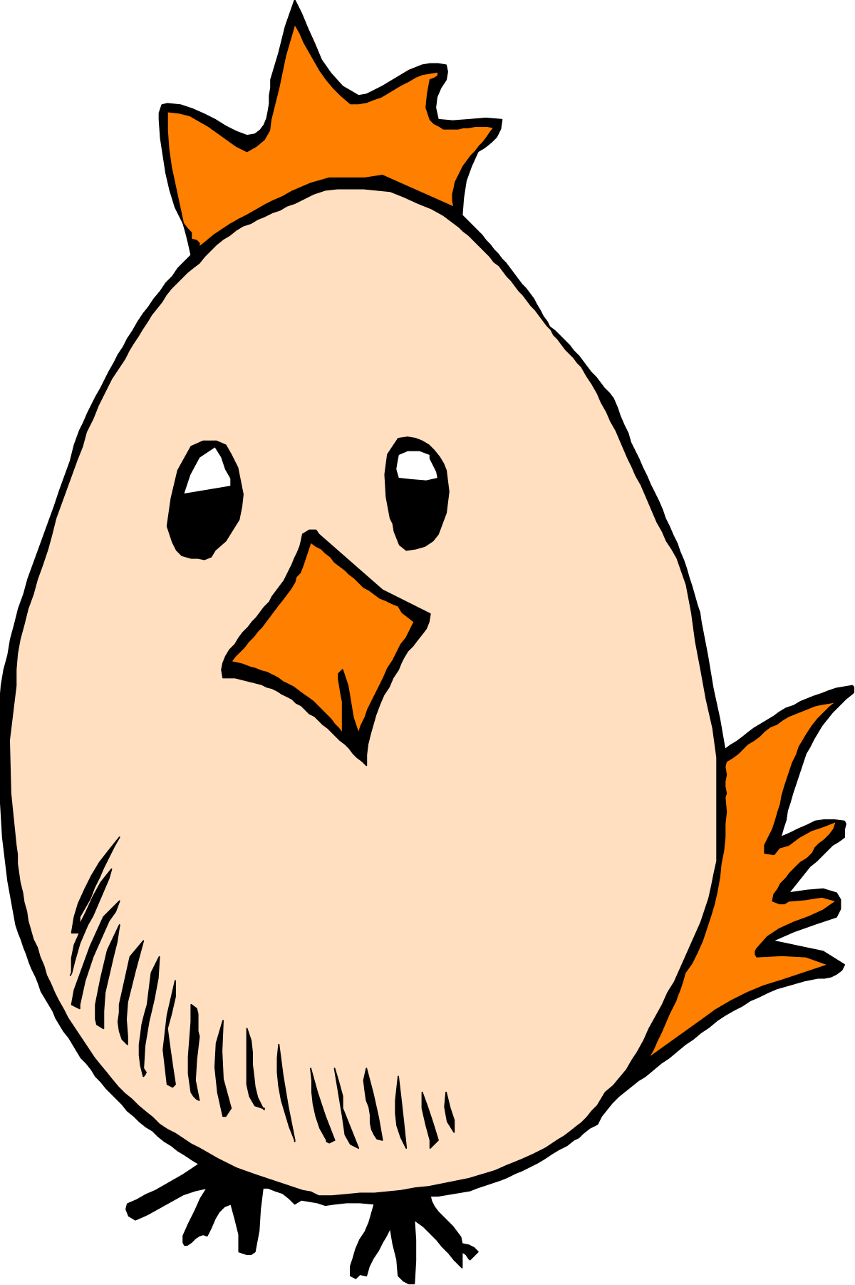 a white chicken with orange feathers and a crown on its head clip art png transparent White Chicken with Orange Feathers and Crown Clipart - Perfect for Fun Designs