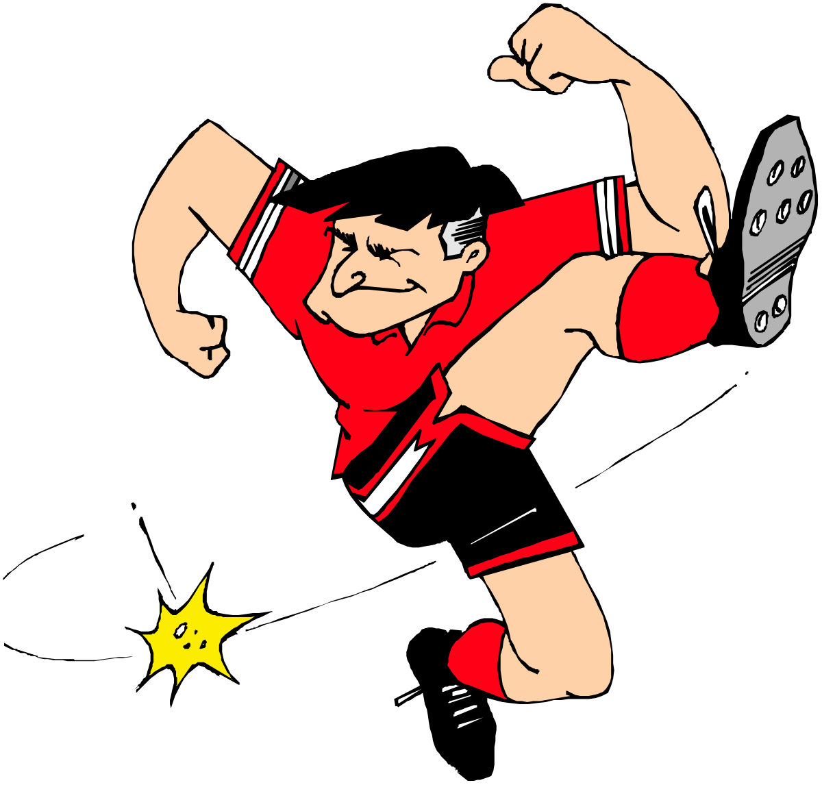 a cartoon of a soccer player kicking clip art png transparent Soccer Player Kicking Ball Cartoon Clipart Design