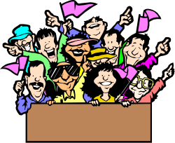 Group of People with Hands Up - Exciting Clipart for Celebrations