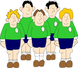 Men in Green Shirts and Blue Shorts Clipart for Dynamic Illustrations