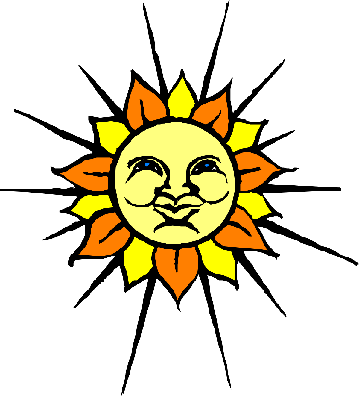 Sun with Face Clipart: Charming and Whimsical Character