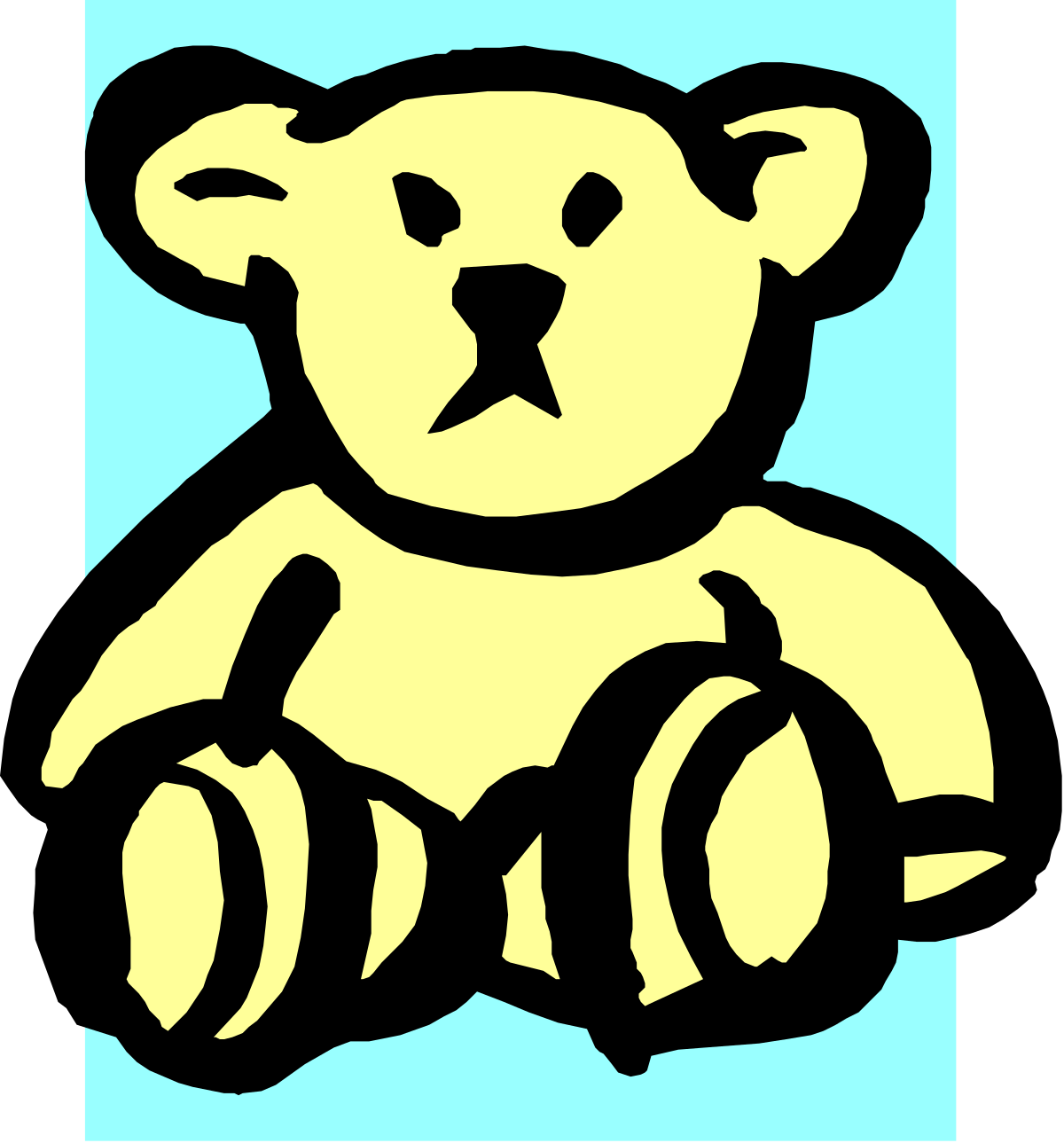 a teddy bear sitting on top of a blue square clip art png transparent Teddy Bear on Blue Square Clipart - Adorable and Playful SVG Design